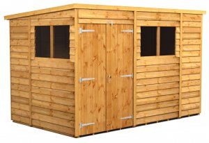 Power 10x6 Pent Garden Shed Overlap - Double Door